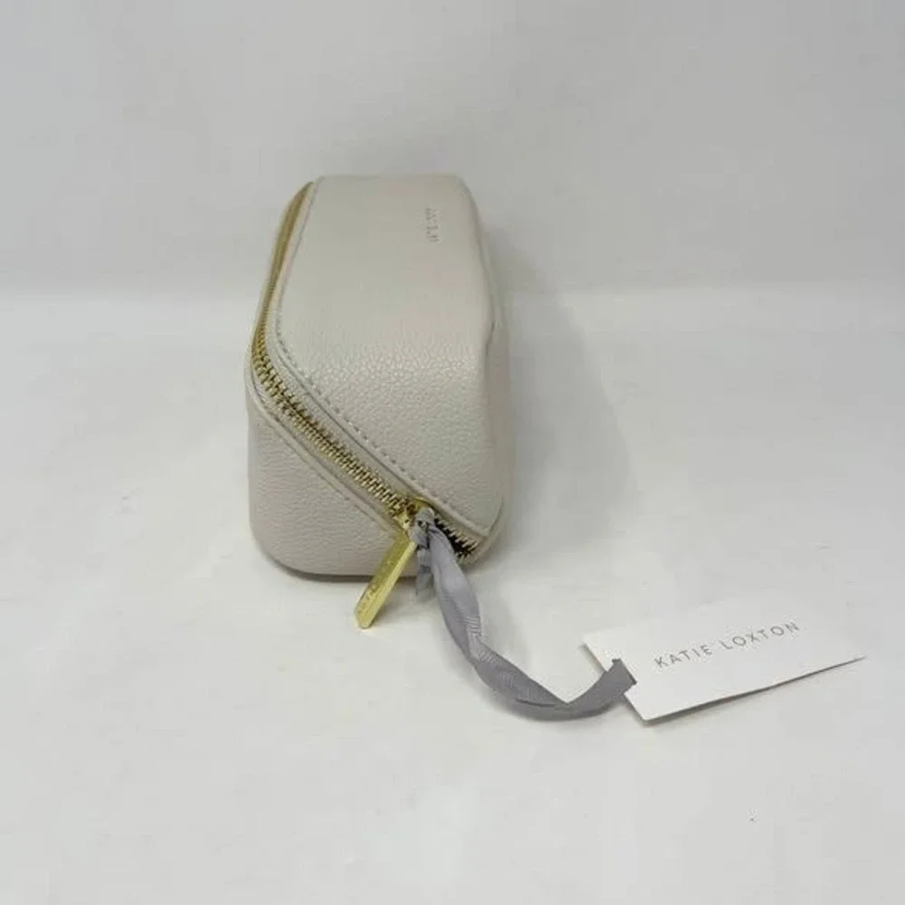 Katie Loxton Small Fold Out Makeup Toiletry Bag Off White Gold Zipper Long